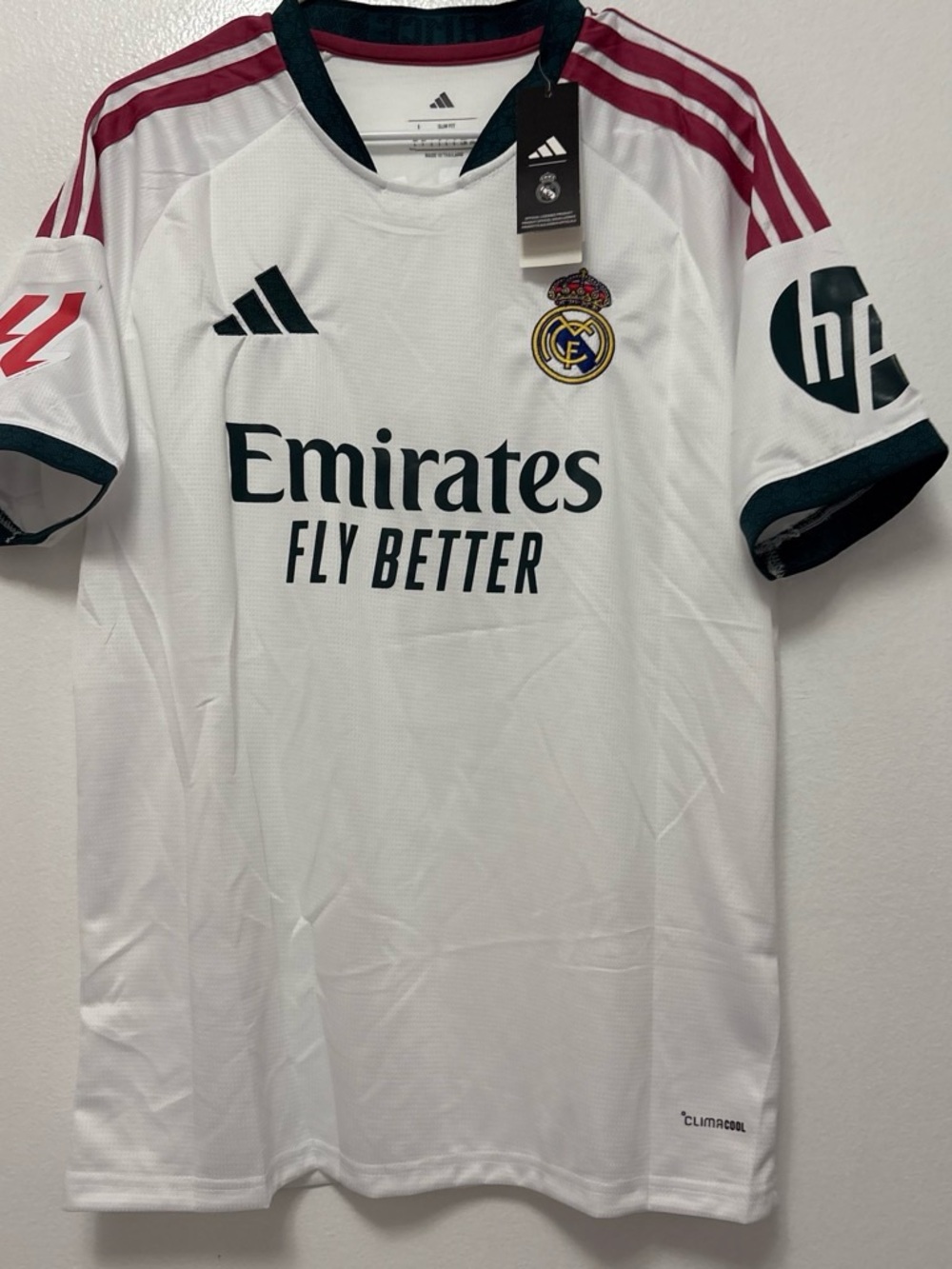 Real Madrid Men’s Home Jersey - White with Maroon Accents